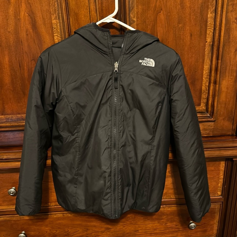 Girls North Face jacket - reversible, size 14-16